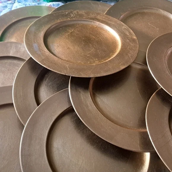 BOWRING tradition gold charger plates lacquered 13" round wedding holiday 12 - Picture 11 of 15